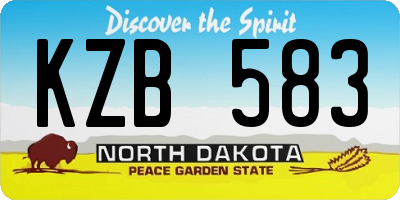 ND license plate KZB583
