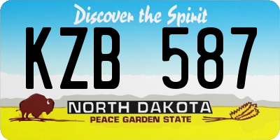 ND license plate KZB587