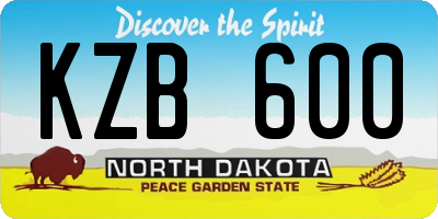 ND license plate KZB600