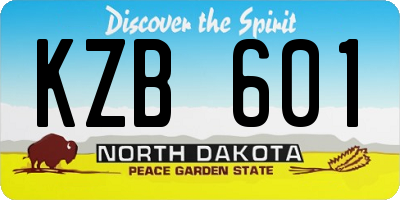 ND license plate KZB601