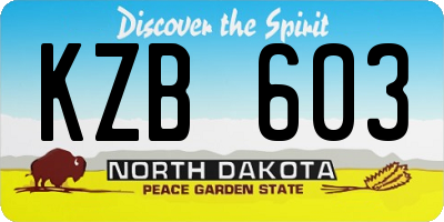 ND license plate KZB603