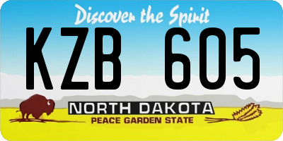 ND license plate KZB605