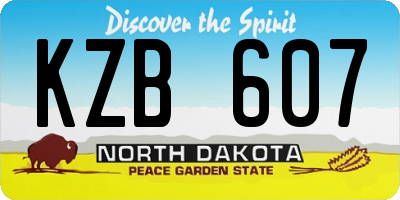 ND license plate KZB607