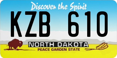ND license plate KZB610