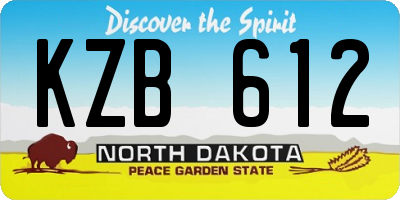 ND license plate KZB612