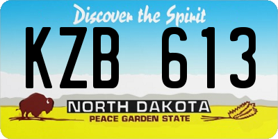 ND license plate KZB613