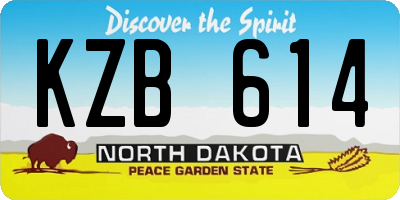 ND license plate KZB614