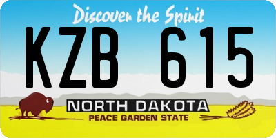 ND license plate KZB615
