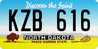 ND license plate KZB616
