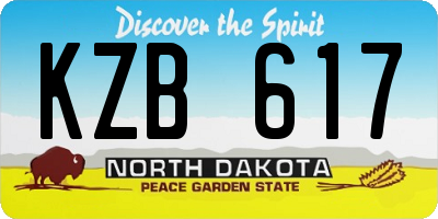 ND license plate KZB617
