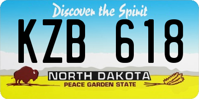 ND license plate KZB618