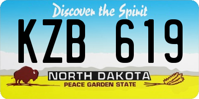 ND license plate KZB619