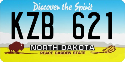 ND license plate KZB621