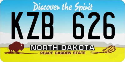 ND license plate KZB626