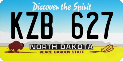ND license plate KZB627
