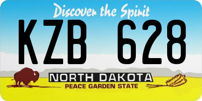 ND license plate KZB628
