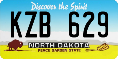 ND license plate KZB629
