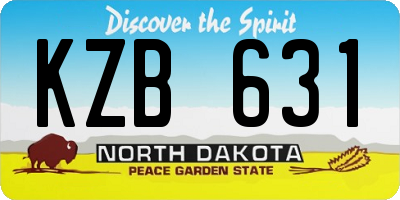 ND license plate KZB631
