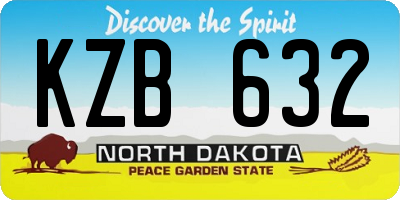 ND license plate KZB632
