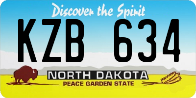 ND license plate KZB634