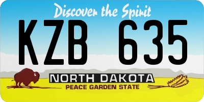 ND license plate KZB635