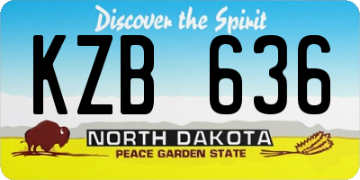 ND license plate KZB636