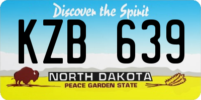 ND license plate KZB639
