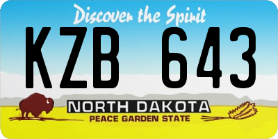ND license plate KZB643