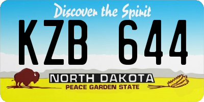 ND license plate KZB644