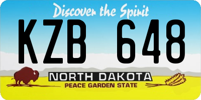 ND license plate KZB648