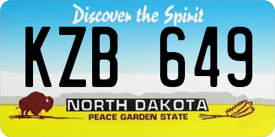 ND license plate KZB649