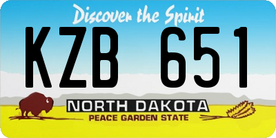ND license plate KZB651