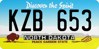 ND license plate KZB653