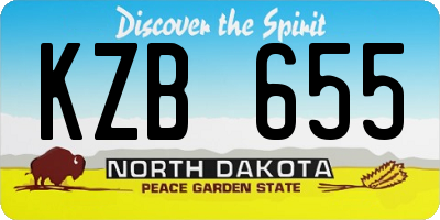 ND license plate KZB655
