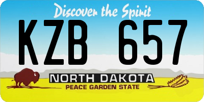 ND license plate KZB657
