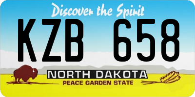 ND license plate KZB658