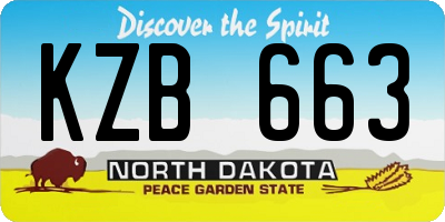 ND license plate KZB663