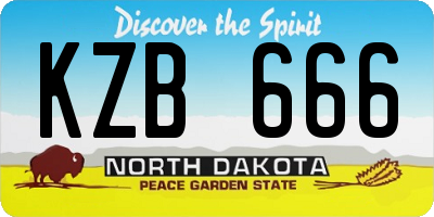 ND license plate KZB666