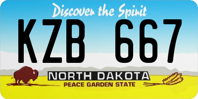 ND license plate KZB667