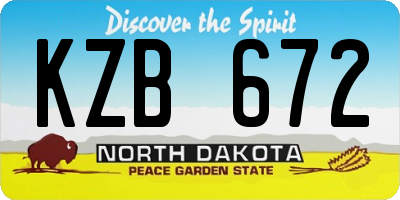 ND license plate KZB672