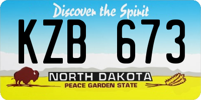 ND license plate KZB673