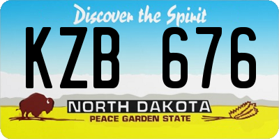 ND license plate KZB676