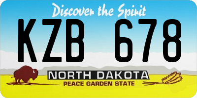 ND license plate KZB678