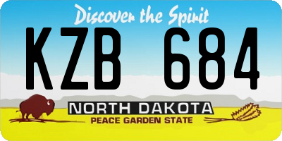 ND license plate KZB684