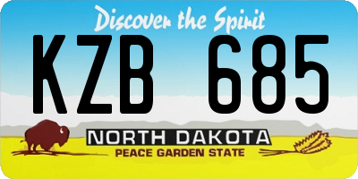 ND license plate KZB685