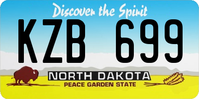 ND license plate KZB699