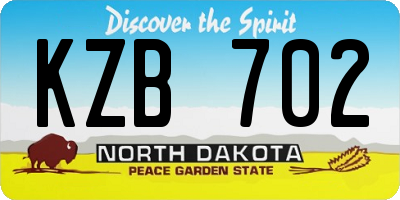 ND license plate KZB702