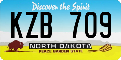 ND license plate KZB709