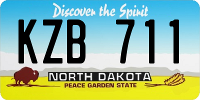 ND license plate KZB711
