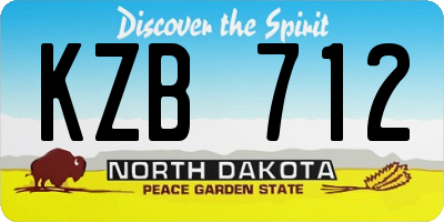 ND license plate KZB712